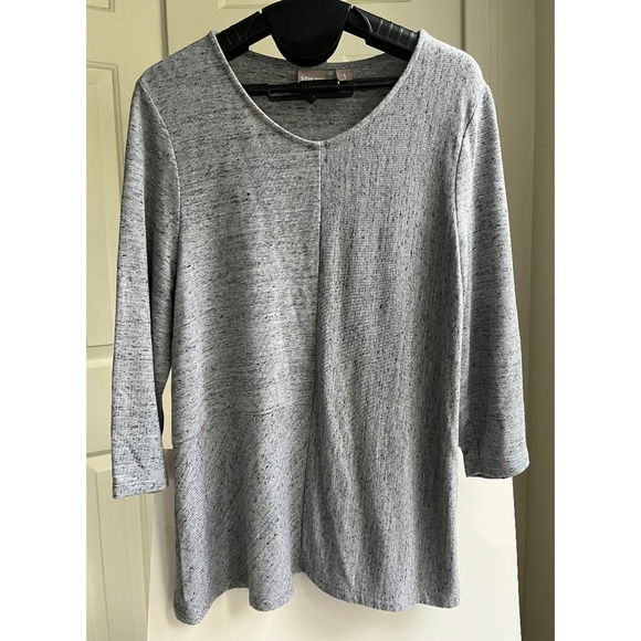 Chicos Gray Tunic Blue Flecks Cozi Soft Spaced Comfy Blouse Top, Size M - Picture 1 of 8